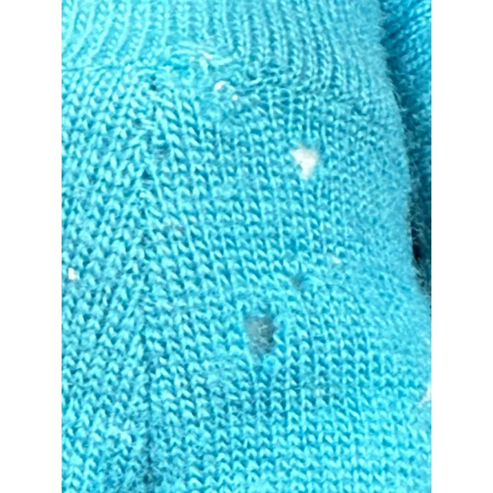 Vtg 7" Jointed Bisque Doll Turquoise Knit Outfit & Button Back Closure JAPAN - Picture 3 of 7